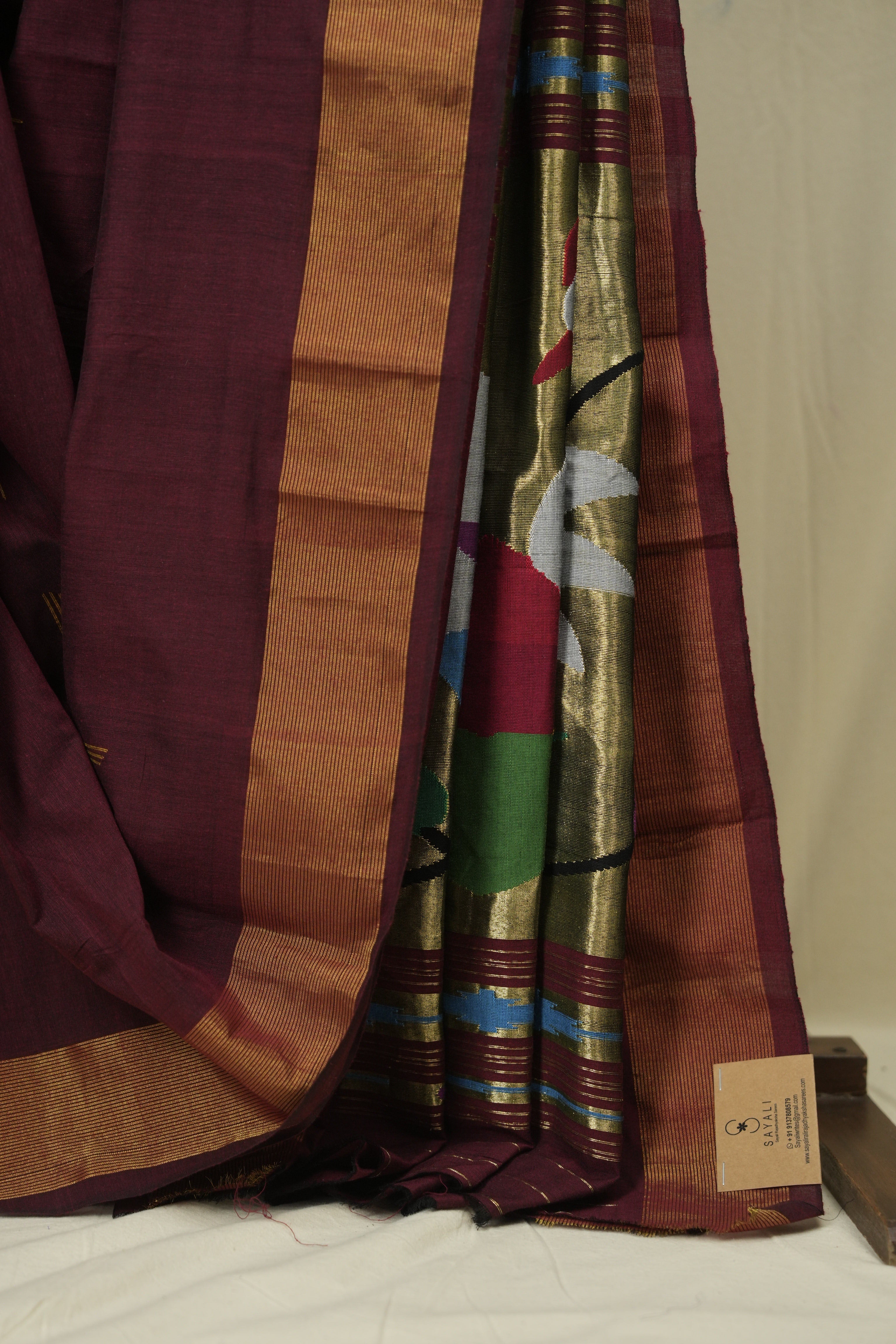 Maroon Cotton Paithani Saree - SRMCPS765