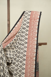 Off White HBP Cotton Saree - SROWCS3678