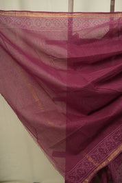 Magenta Kota Doria Saree - SRMKDS305