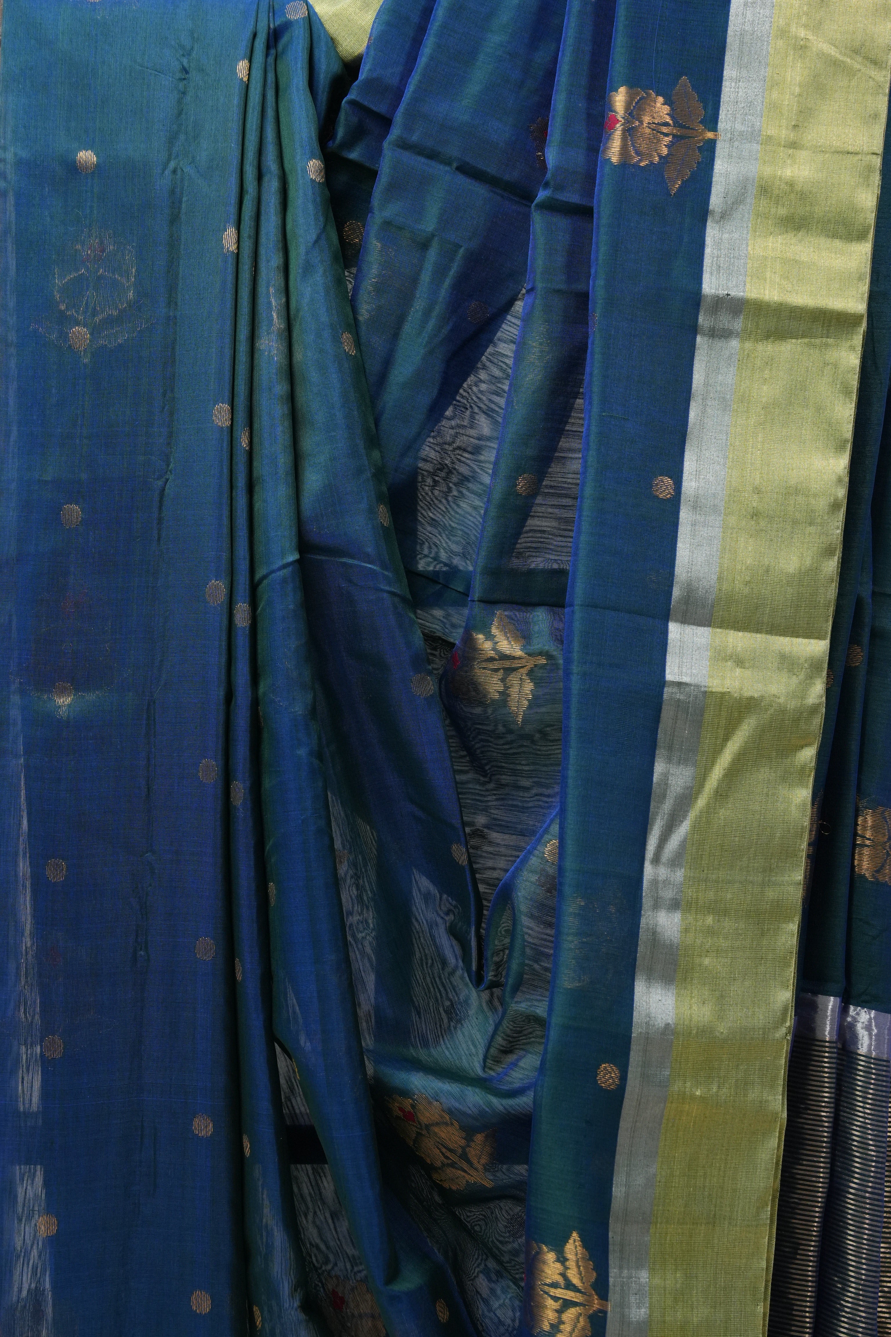 Peacock Blue Chanderi Cotton Silk Saree - SRPBCSS385