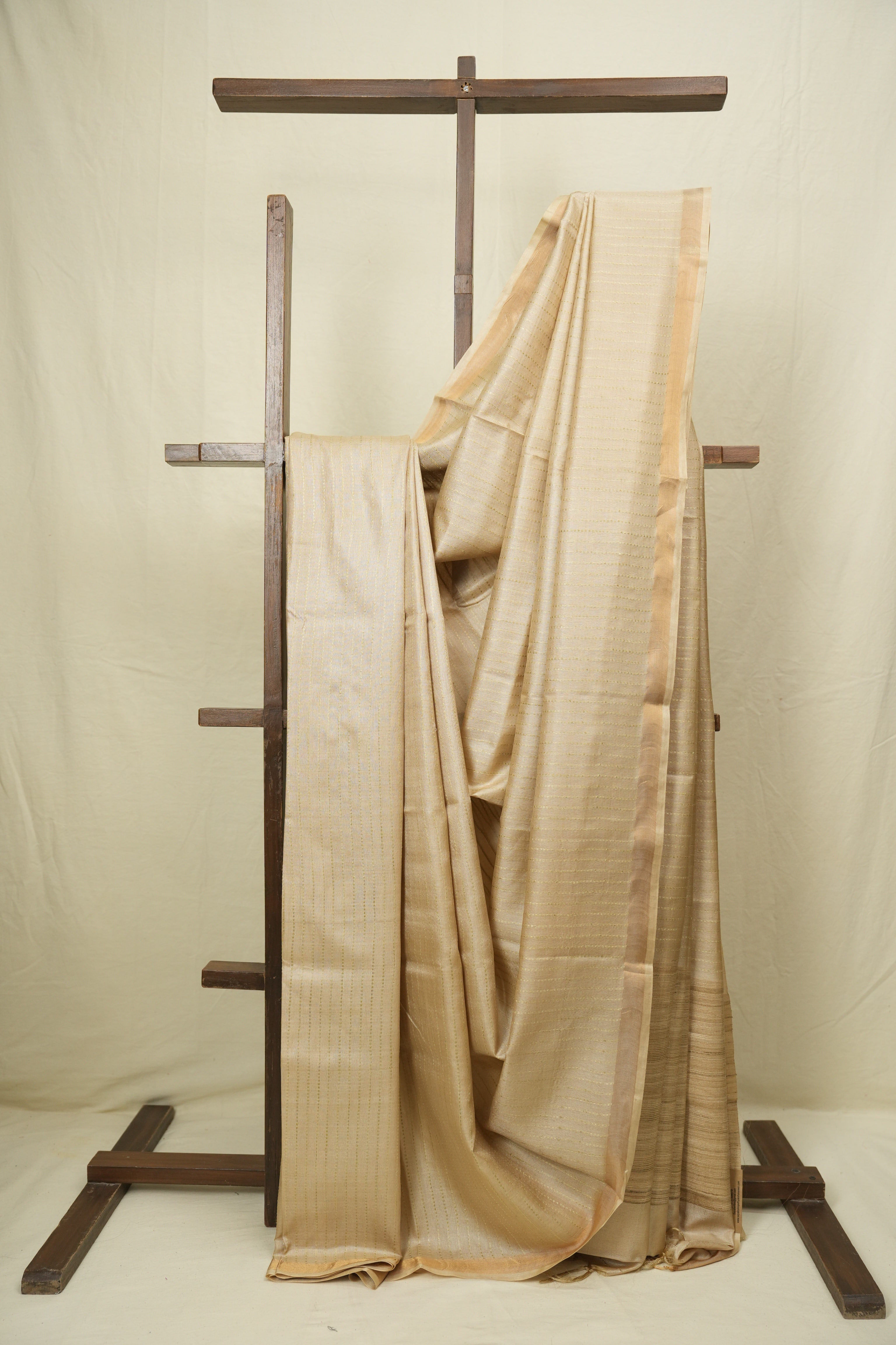Cream Tussar Silk Saree - SRCTSS1875