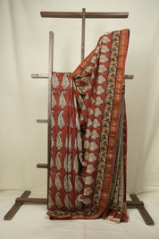 Rust HBP Cotton Silk Saree With Chanderi Border - SRRCSS1806