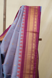 Checkered Blue Gadwal Silk Saree - SRCBGSS542