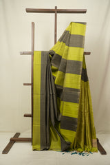 Green & Grey Soft Silk Saree - SRGSSS504