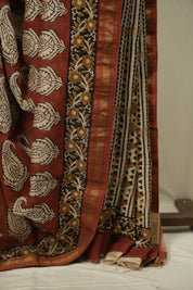 Rust HBP Cotton Silk Saree With Chanderi Border - SRRCSS1806