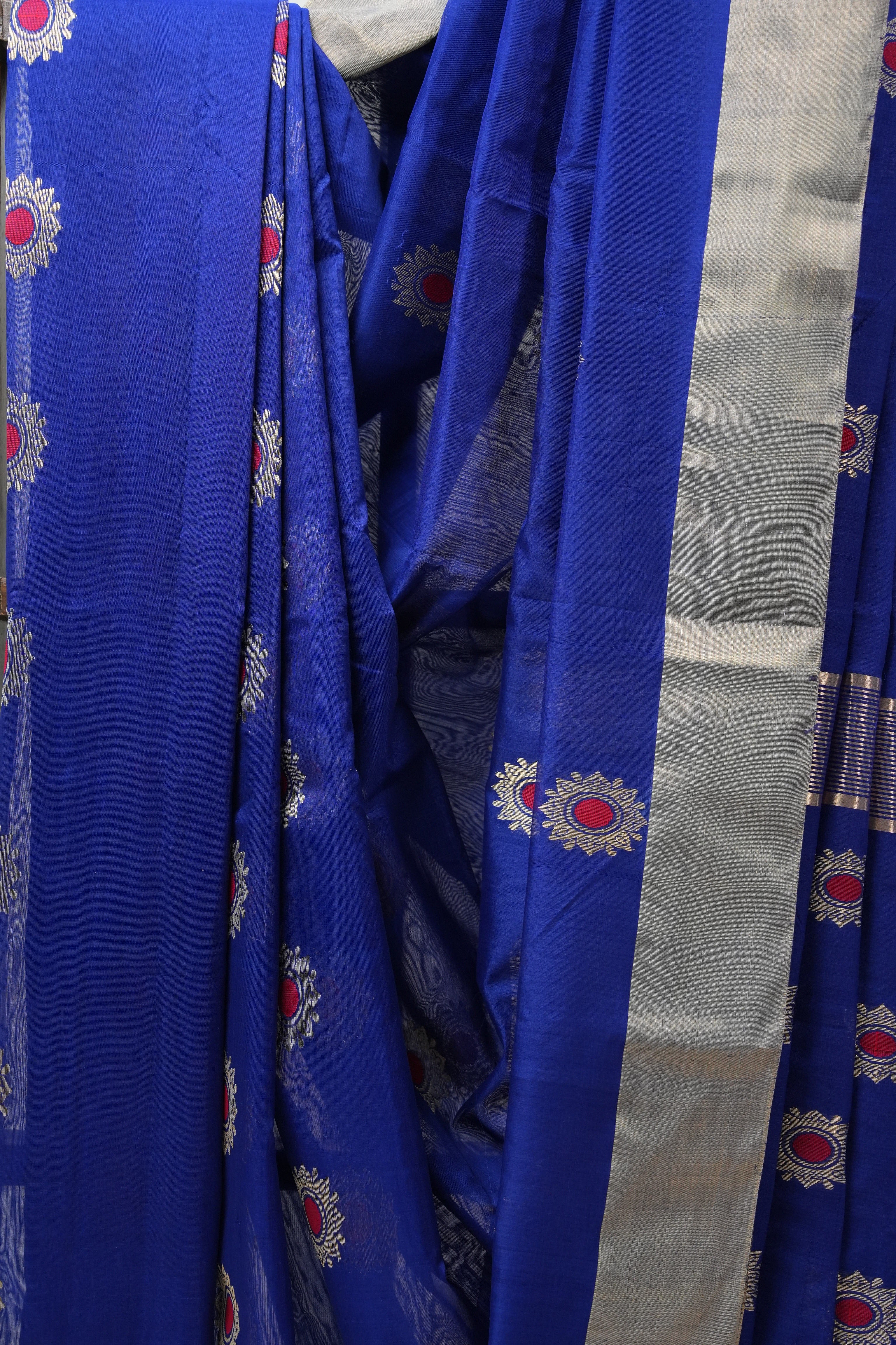 Blue Chanderi Cotton Silk Saree - SRBCSS387