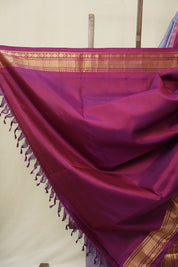 Checkered Blue Gadwal Silk Saree - SRCBGSS542