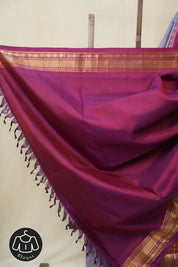 Checkered Blue Gadwal Silk Saree - SRCBGSS542