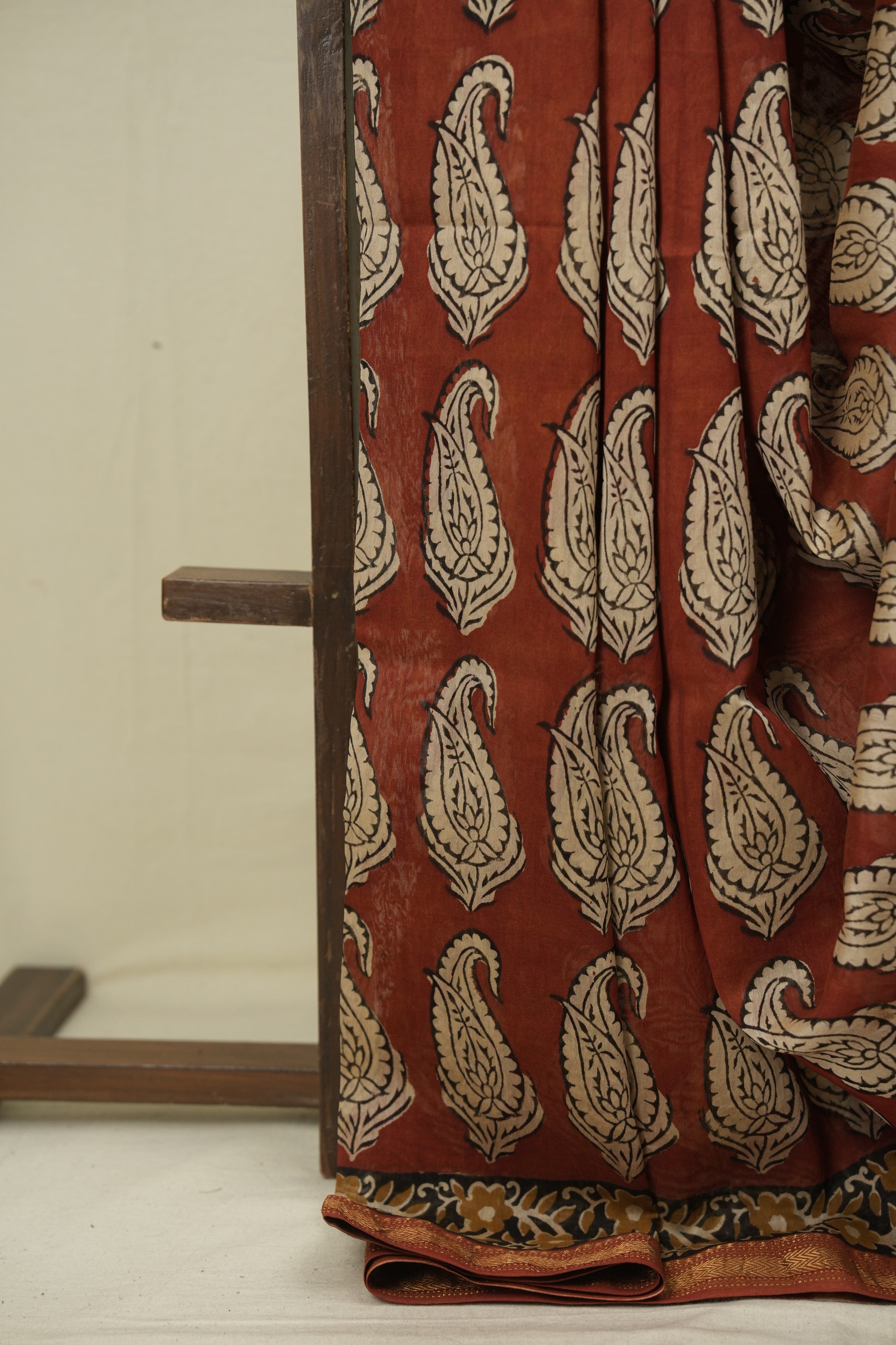 Rust HBP Cotton Silk Saree With Chanderi Border - SRRCSS1806