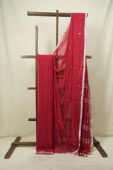 Red Bengal Mul Cotton Saree - SRRBMCS084