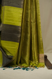 Green & Grey Soft Silk Saree - SRGSSS504