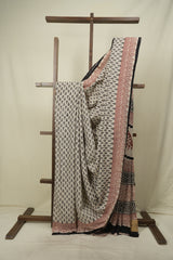 Off White HBP Cotton Saree - SROWCS3680