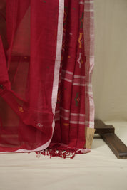 Red Bengal Mul Cotton Saree - SRRBMCS084