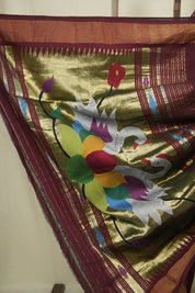 Maroon Cotton Paithani Saree - SRMCPS765