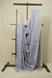 Powder Blue Tissue Linen Jamdani Saree - SRPBTLJS194