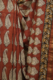 Rust HBP Cotton Silk Saree With Chanderi Border - SRRCSS1806