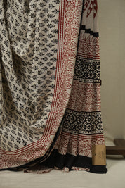 Off White HBP Cotton Saree - SROWCS3680