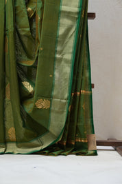 Green Chanderi Cotton Silk Saree - SRGCSS388