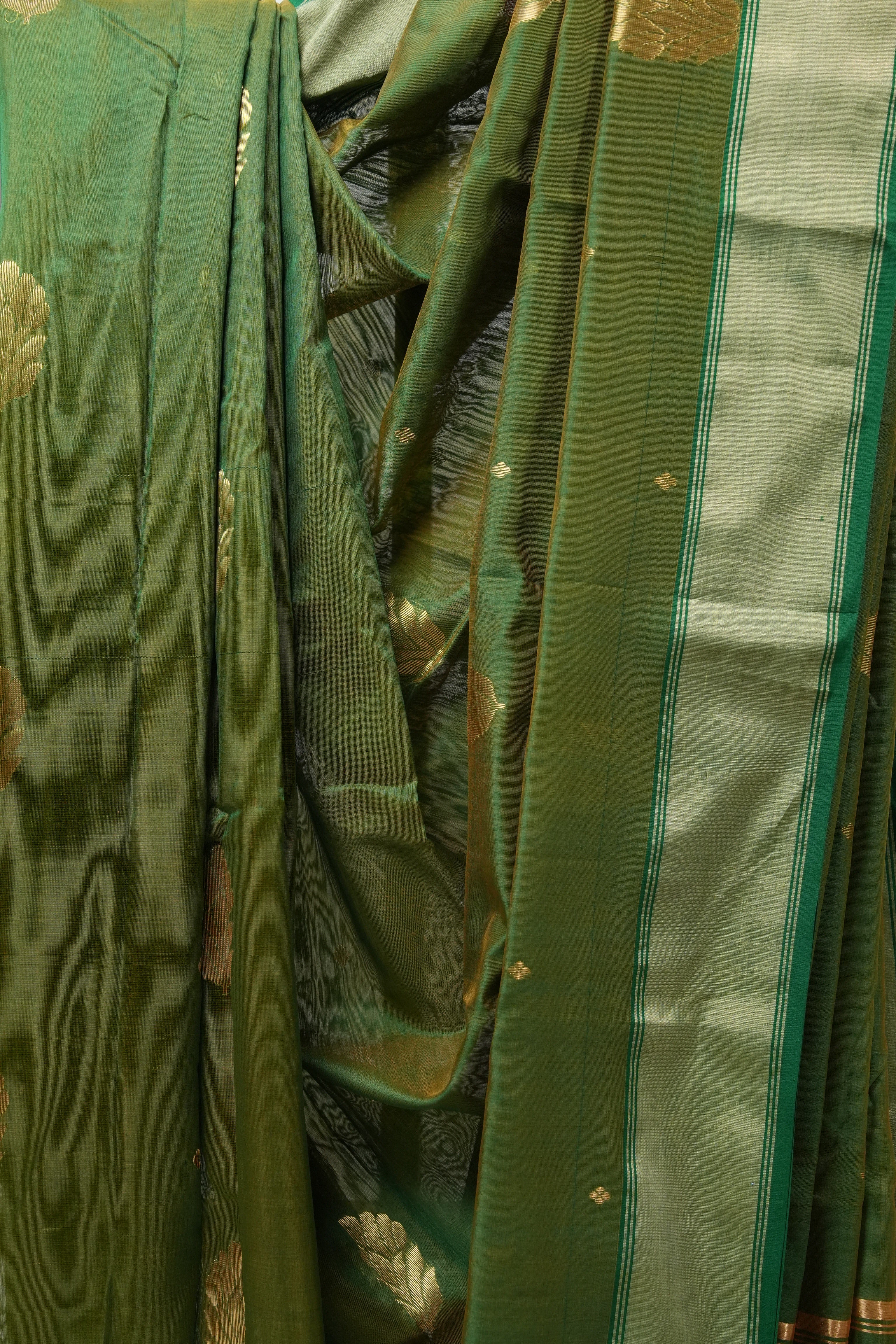 Green Chanderi Cotton Silk Saree - SRGCSS388