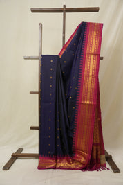 Navy Blue Gadwal Silk Saree - SRNBGSS546