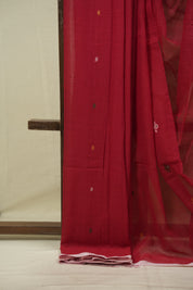 Red Bengal Mul Cotton Saree - SRRBMCS084