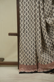 Off White HBP Cotton Saree - SROWCS3680