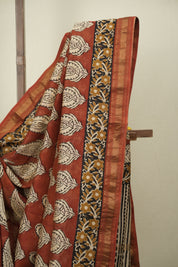 Rust HBP Cotton Silk Saree With Chanderi Border - SRRCSS1806