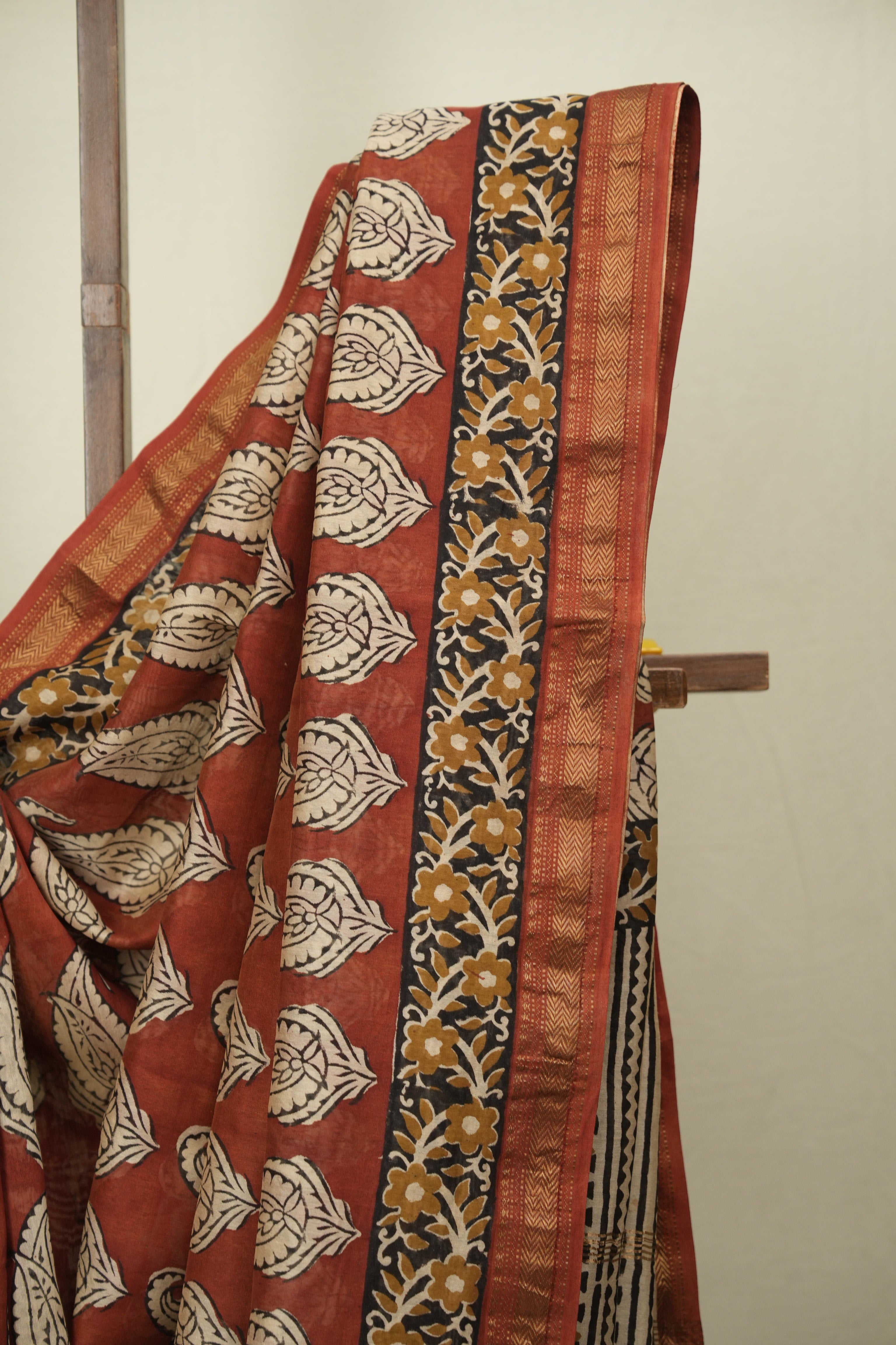 Rust HBP Cotton Silk Saree With Chanderi Border - SRRCSS1806