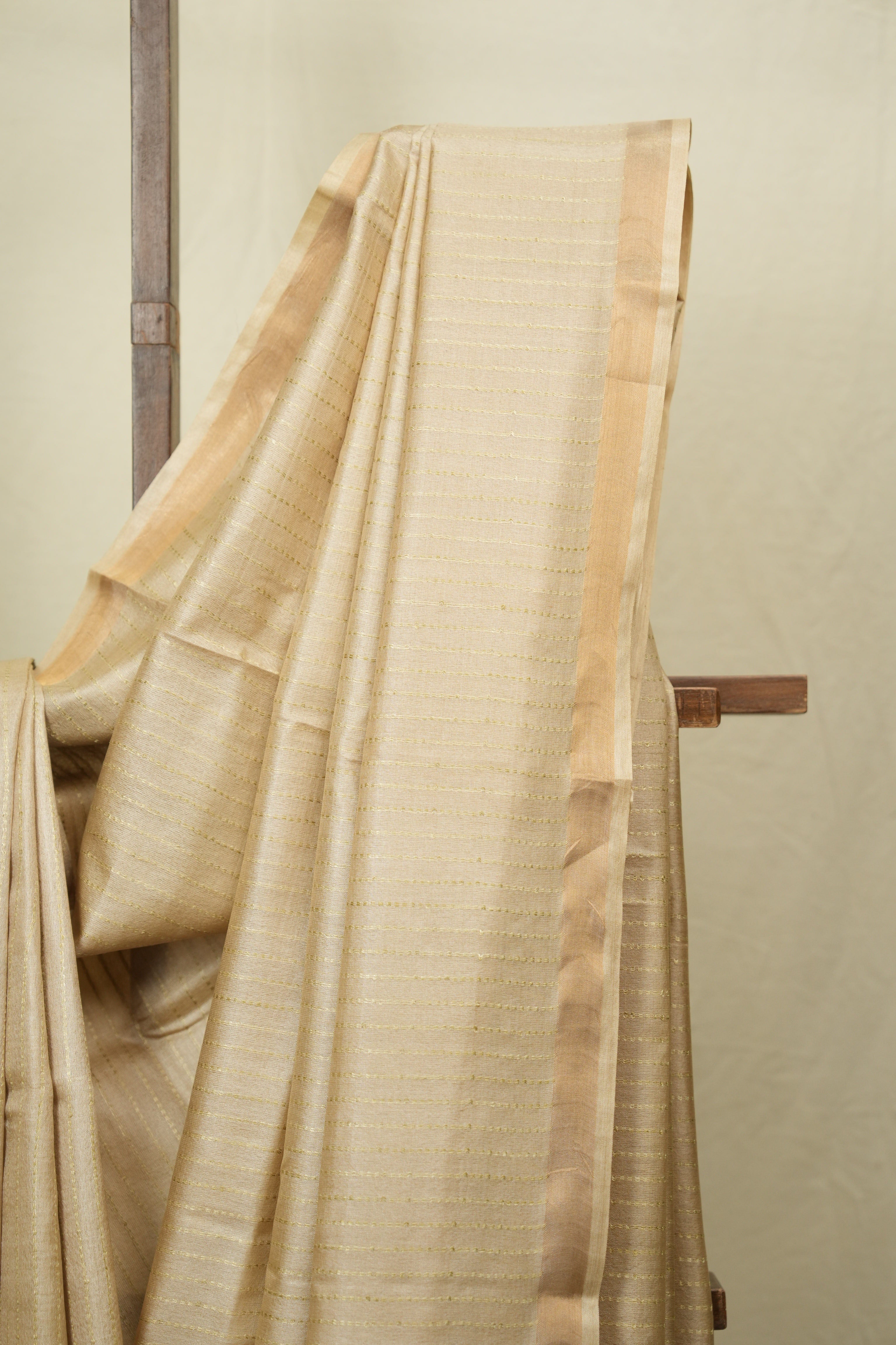 Cream Tussar Silk Saree - SRCTSS1875