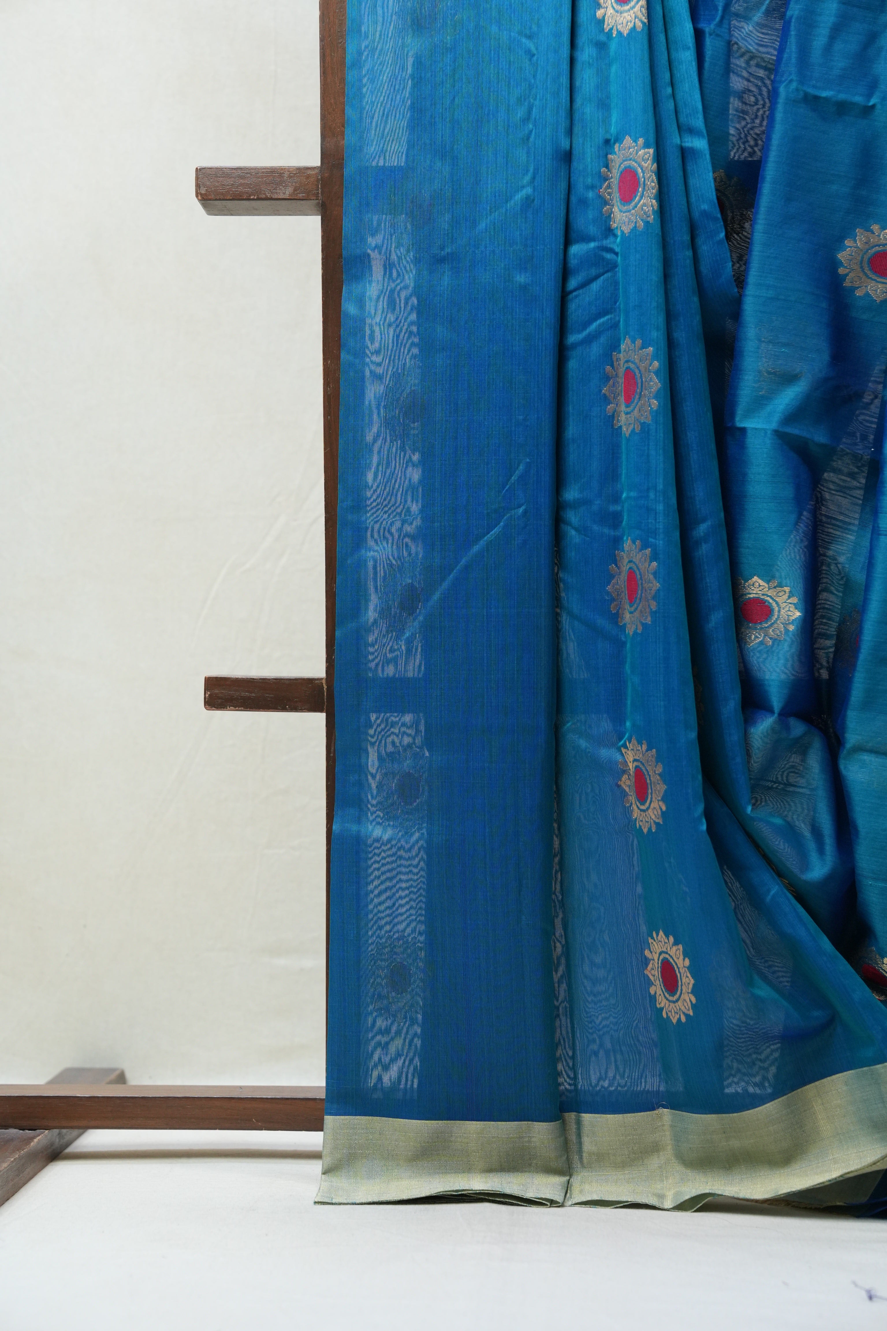 Peacock Blue Chanderi Cotton Silk Saree - SRPBCSS382