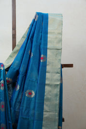 Peacock Blue Chanderi Cotton Silk Saree - SRPBCSS382