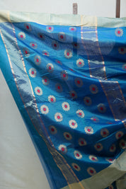 Peacock Blue Chanderi Cotton Silk Saree - SRPBCSS382