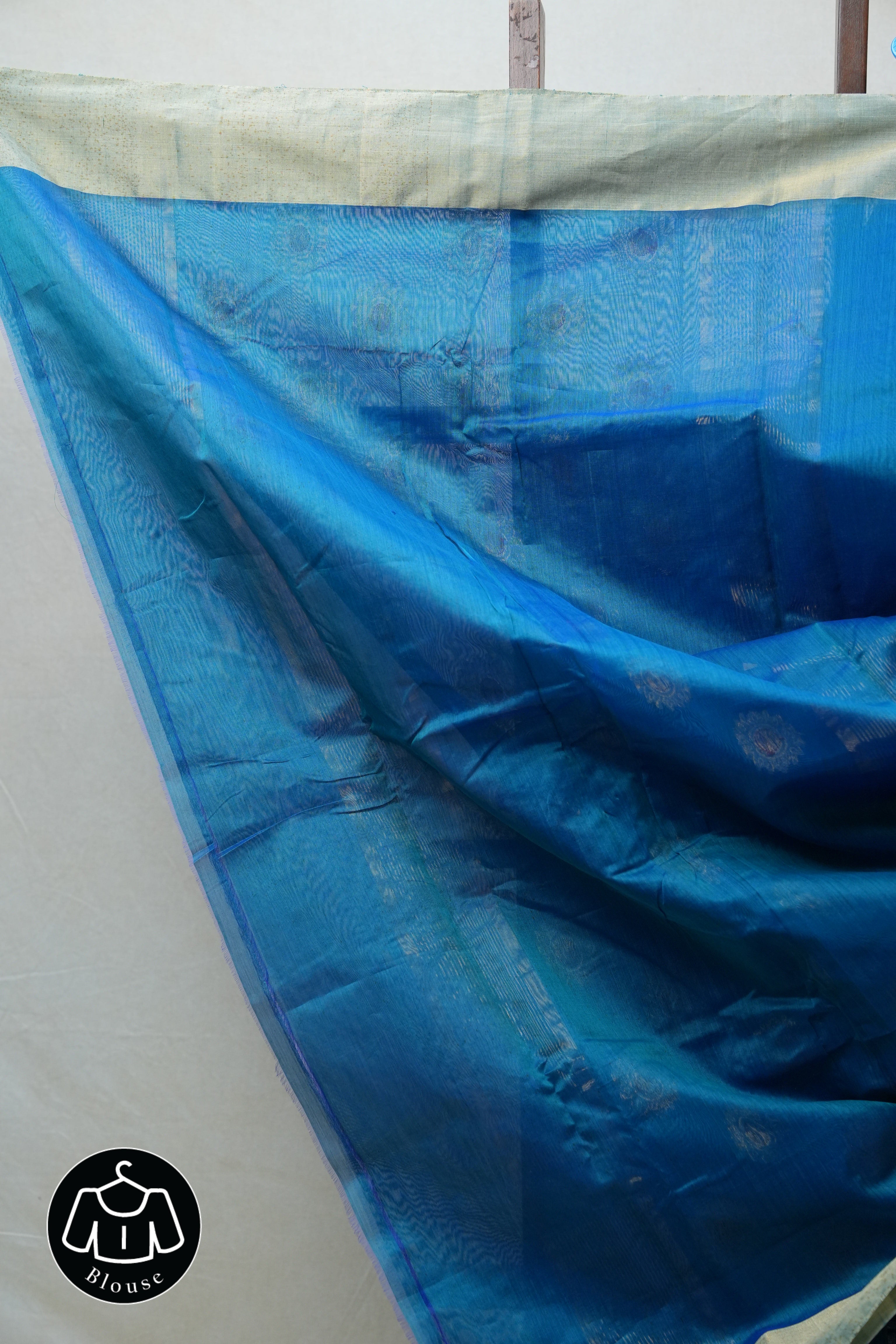 Peacock Blue Chanderi Cotton Silk Saree - SRPBCSS382