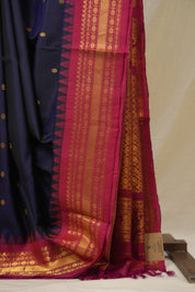 Navy Blue Gadwal Silk Saree - SRNBGSS546