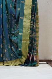 Green Chanderi Cotton Silk Saree - SRGCSS383