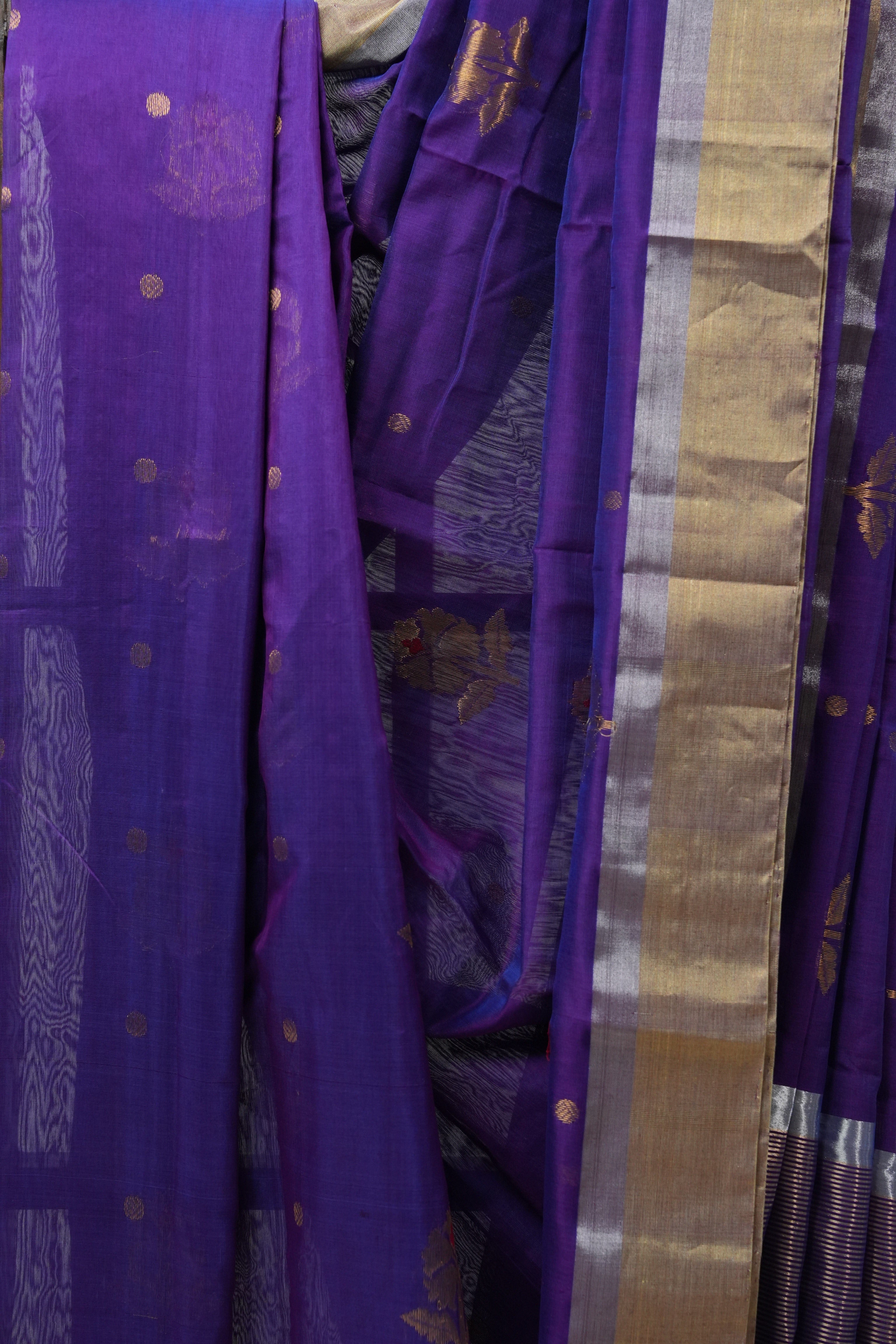 Purple Chanderi Cotton Silk Saree - SRPCSS384