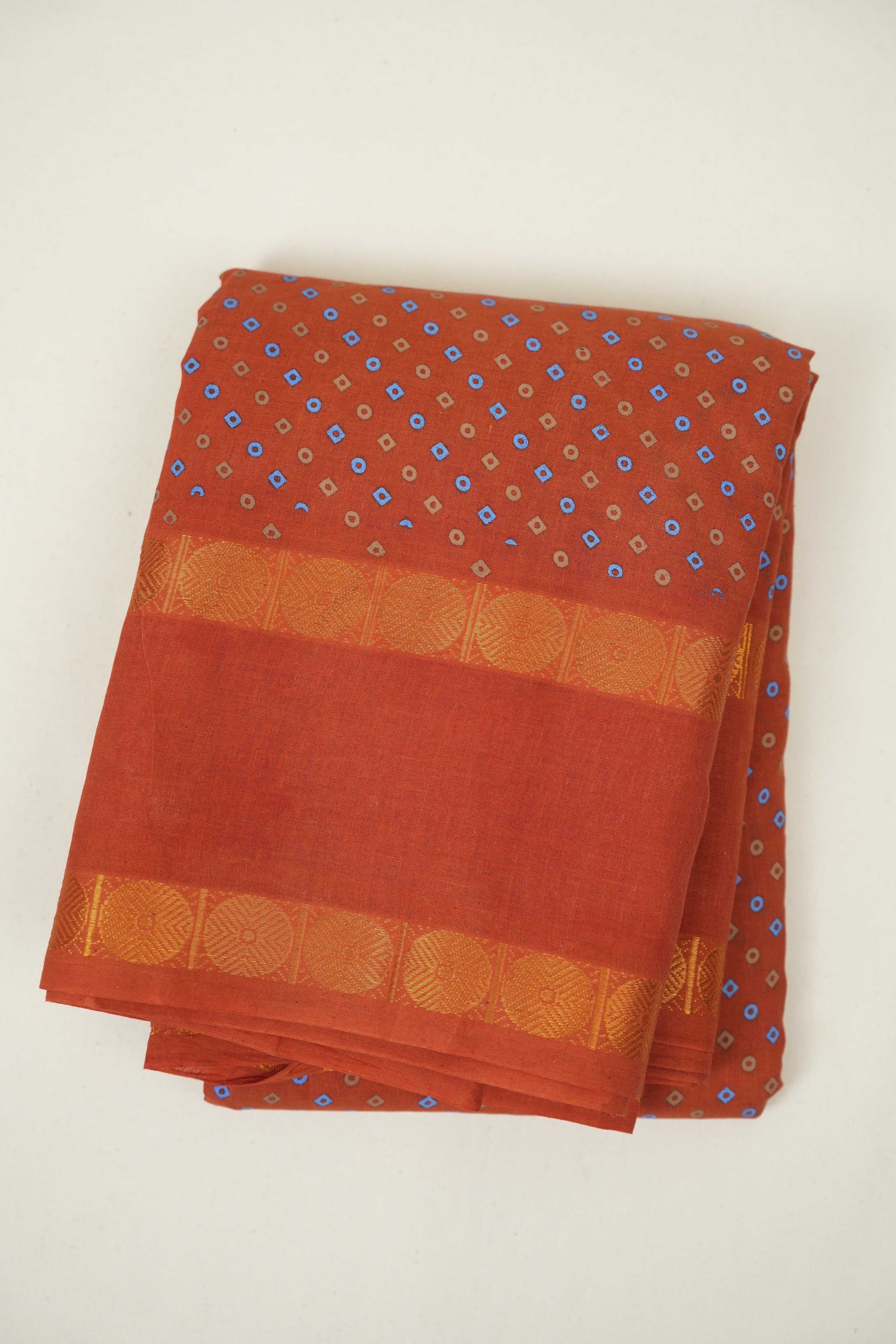 Brick Red Sungudi Cotton Saree - SRBRSCS191