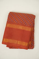 Brick Red Sungudi Cotton Saree - SRBRSCS191