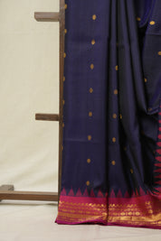 Navy Blue Gadwal Silk Saree - SRNBGSS546