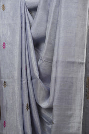 Powder Blue Tissue Linen Jamdani Saree - SRPBTLJS194
