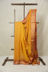 Mustard Yellow Maheshwari Tissue Saree - SRMYMTS721