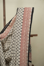 Off White HBP Cotton Saree - SROWCS3680