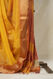 Mustard Yellow Maheshwari Tissue Saree - SRMYMTS721