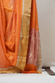 Orange Chanderi Cotton Silk Saree - SROCSS381