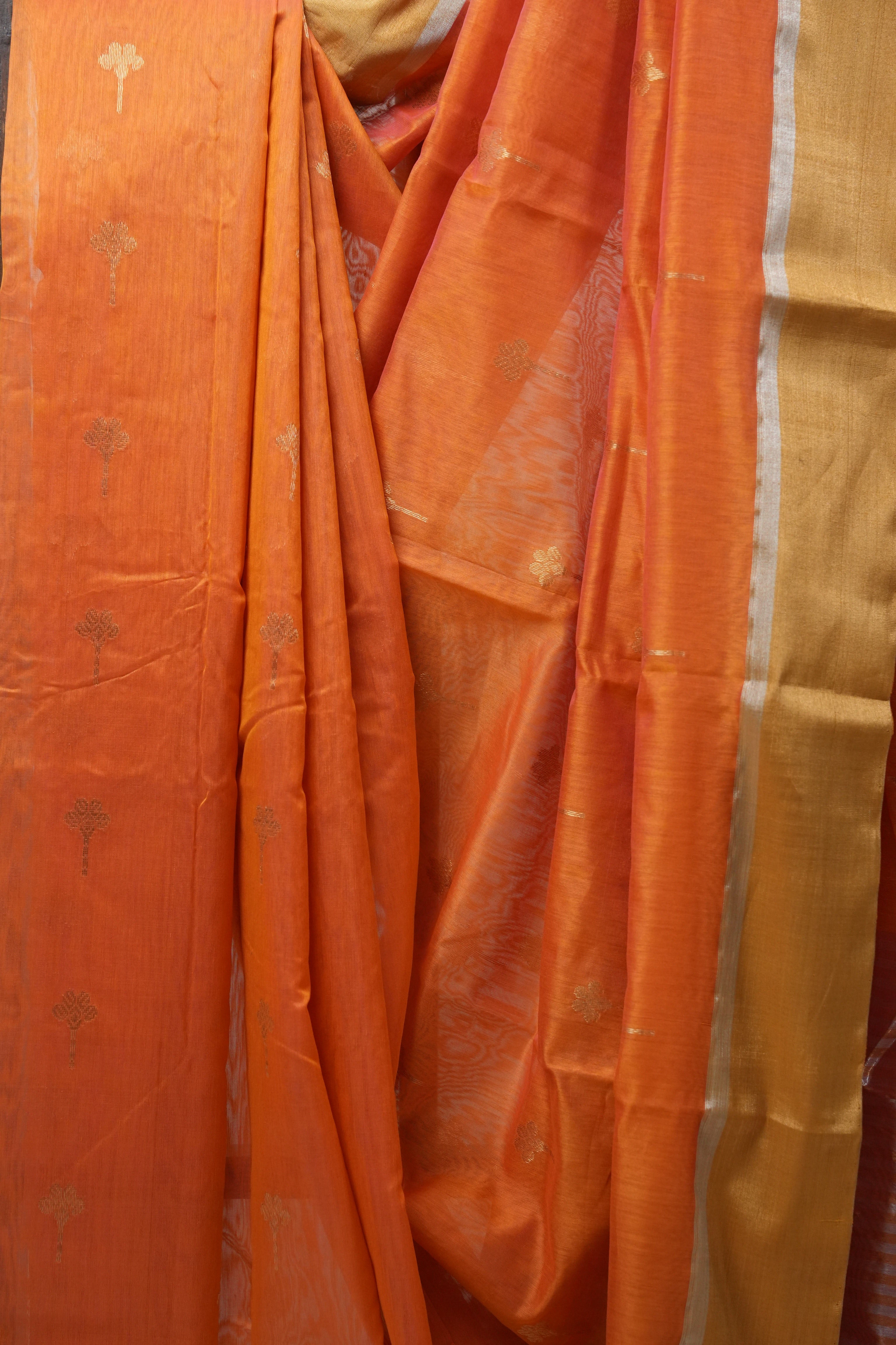 Orange Chanderi Cotton Silk Saree - SROCSS381
