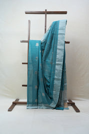 Peacock Blue Chanderi Cotton Silk Saree - SRPBCSS386