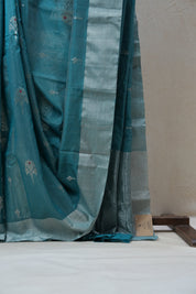 Peacock Blue Chanderi Cotton Silk Saree - SRPBCSS386