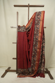 Maroon HBP Cotton Silk Saree With Chanderi Border - SRMCSS1807