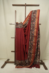 Maroon HBP Cotton Silk Saree With Chanderi Border - SRMCSS1807