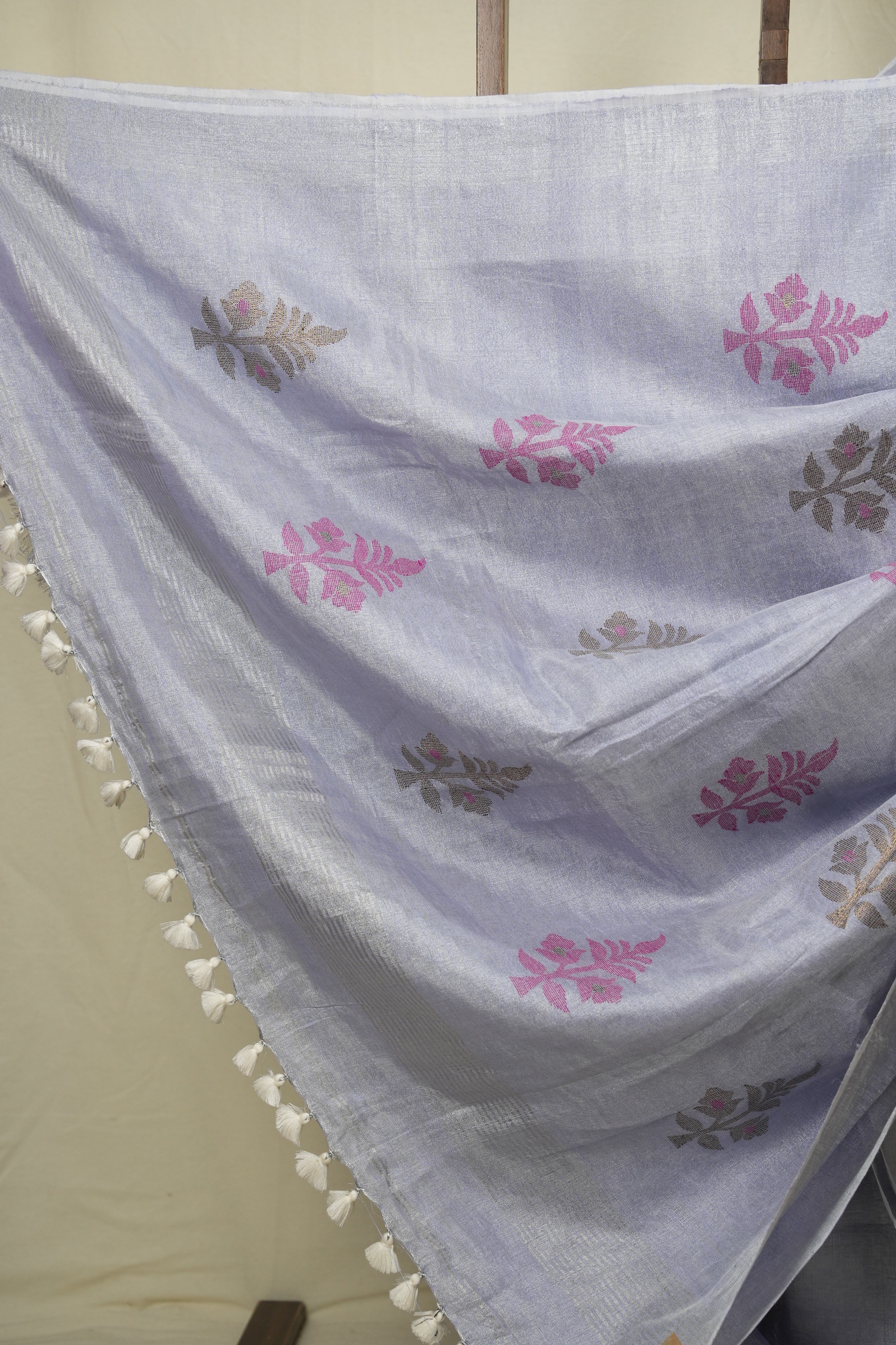 Powder Blue Tissue Linen Jamdani Saree - SRPBTLJS194